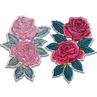 Patchs brodés de fleurs, écussons de vêtements, broderie à sequins, appliques brodées, badges pour jean, écharpes, souvenirs et objets de collection