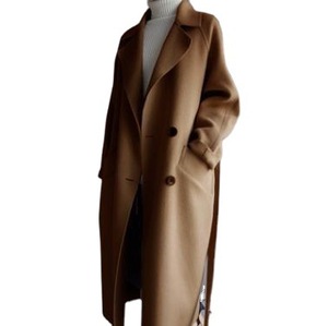 Wholesale 2026 Autumn and Winter New Solid Color <strong>Coat</strong> Korean Mid-length Loose Over the Knee <strong>Waist</strong> Casual <strong>Women</strong> Woolen <strong>Coat</strong> - Product Image 5