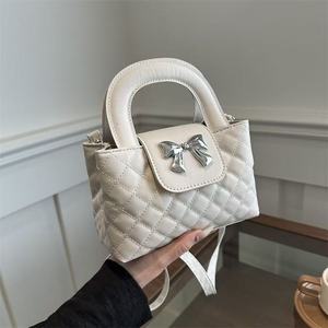 Mini <b>Quilted</b> Square <b>Bag</b> with 3D Bow and Dual Carry Design - Product Image 2