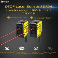 Capteur de distance laser TOF IP67 SDF04PN Siman, commutable NPN/PNP, NO/NC, fréquence 1 kHz, portée 0,05-4 m, pour ligne d'assemblage