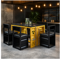 Ensemble table et chaises de bistrot moderne et créatif en fer forgé, style industriel, pour salon, bar, café, restaurant, ou restaurant de barbecue