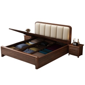 Cama de Madera Maciza de 1.5m con Almacenamiento en la Base, Elevación Neumática, Muebles de Dormitorio Modernos y Minimalistas para Adultos y Personas Mayores - Product Image 1