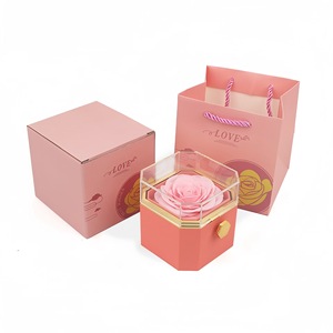 A-9 Scatola Regalo Fiore Eterno, Sorpresa per San Valentino e Natale, Gioielli con Anello, Ciondolo, Collana, Scatola Rosa con Copertura in Acrilico - Product Image 3