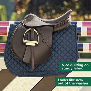 Logo kustom mode baru gaya Inggris bantalan sadel balap kuda Quilting persegi gaun Barat Suede dengan Logo yang disesuaikan - Product Image 3