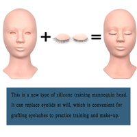 Tête de mannequin d'entraînement en silicone avec yeux amovibles Modèle de tête d'entraînement Extensions de cils Tête de mannequin d'entraînement