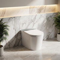 S023 Toilette intelligente futuriste avec télécommande, siège chauffant, garniture blanche et grise, sans contact, chasse d'eau automatique double, toilette intelligente au sol