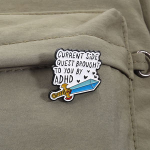 ADHD ve kılıç emaye Pin komik akım yan Quest tema broş yaka rozeti takı hediye arkadaşlar için stok toptan - Product Image 3