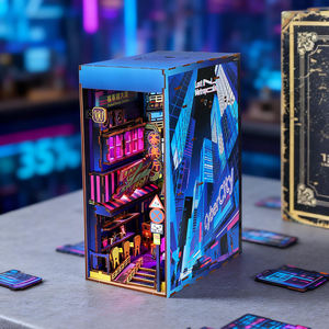 Kit DIY Personalizado Cyber City Book Nook, Kit de Casa en Miniatura Ecológico y con Certificación CE para Exhibición Creativa en Estanterías y Decoración - Product Image 6