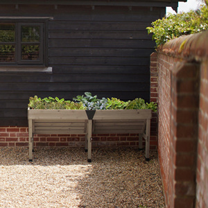 Fioriera Rialzata Portatile in Legno Massello Stile Rustico con Foro <span class=keywords><strong>di</strong></span> Drenaggio e Supporto per Giardinaggio Esterno e Orto - Product Image 5