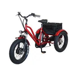 20 इंच 24 इंच बिजली trike वसा टायर 48V 15Ah लिथियम बैटरी 3 पहिया बिजली Tricycle बिजली के तीन पहियों बाइक टोकरी के साथ
