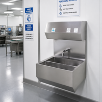 Station de lavage des mains automatique Topwing en acier inoxydable avec sécheur à air haute vitesse, couverture 10 mètres pour la sanitisation des usines agroalimentaires