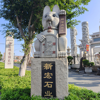 Super mignon japonais jardin décoration grande sculpture en pierre de granit naturel sculpture chanceux Shiroi Maneki Neko Fortune chat Statues