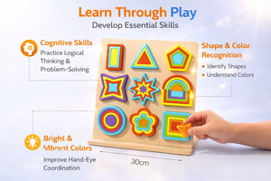 Puzzle Geometrico Colorato Montessori, Giocattoli in Legno Sensoriali per Bambini, Educazione Precoce, Giocattoli Educativi STEM per Bambini - Product Image 5