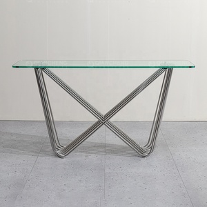Usine en gros en verre pas cher bureau table de <span class=keywords><strong>console</strong></span> de salon couloir table en verre <span class=keywords><strong>chrome</strong></span> <span class=keywords><strong>console</strong></span> table - Product Image 4