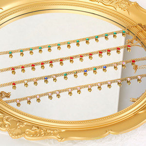 Collar de Acero de Titanio con Borla y Colgante Redondo de Zirconia, Cadena de Clavícula de Lujo con Personalidad, Joyería de Moda para Mujer - Product Image 3