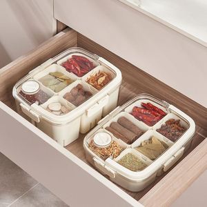 <b>Plastic</b> Injection Spice Storage Box Seasoning Storage Jar Kitchen Storage Household Food Grade Transparent <b>Square</b> Sealed Box- - Product Image 1