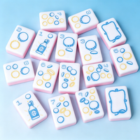 Tuiles de Mahjong Personnalisées de Luxe Modernes en Acrylique et Mélamine Miss Cowgirl, Dos Rose Vif Transparent, Ensemble Américain 3 Couches