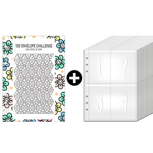 Vente en gros de 100 enveloppes pour l'épargne et le défi des accessoires de reliure Enveloppe transparente avec quatre pochettes numérotées Design Tracker - Product Image 2