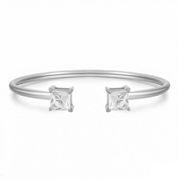 Bracelet fin en fil minimaliste empilable en acier inoxydable, serti de zircone cubique étincelante, réglable, plaqué or 18 carats, vente en gros