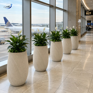 Ensemble de jardinières en fibre de verre personnalisées, vase sculpté, pot de fleurs pour extérieur, décoration de jardin, décoration intérieure - Product Image 2