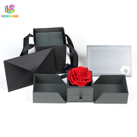 Cadre photo de fleurs préservées haut de gamme : Rose violette et Hortensia – Art floral pour emballage cadeau de luxe, décoration de mariage et de maison – Vente en gros