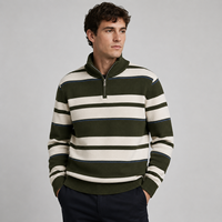 Pull en tricot rayé pour homme, 100% coton, demi-zip, avec logo personnalisé, teint en fil, par le fabricant