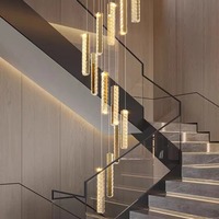 Lampes d'escalier MEEROSEE, luminaires de plafond modernes en cristal pour escalier, maison duplex, villa, plafond suspendu, grand lustre MD98127