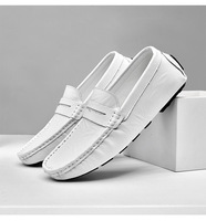 Espadrilles à semelle souple antidérapante en EVA, mocassins d'été et de printemps, taille 38-47, blanc, noir, cuir microfibre pour hommes