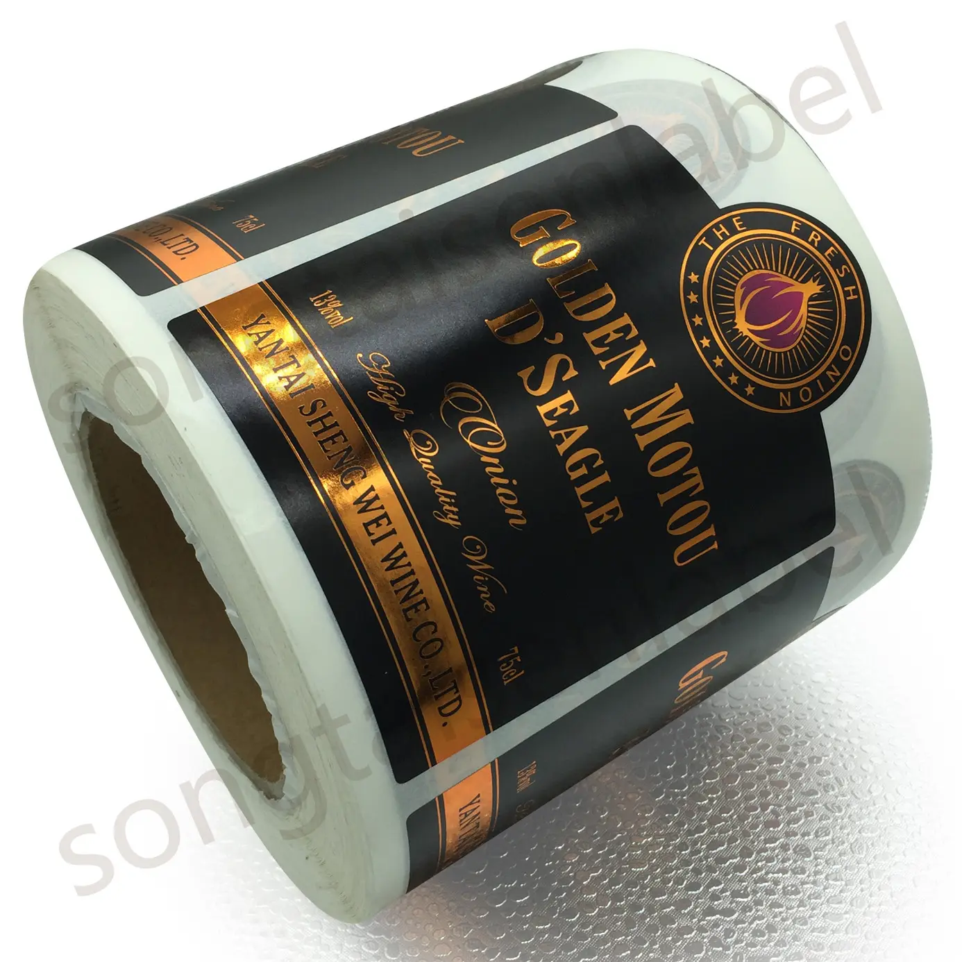 Customized Spot UV Embossment Textured Paper Gold Foil Stamping Wine Bottle Labels Whisky Label