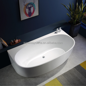 Barrel Freestanding Acrylic Bathtub-Easy-Set Smooth Solid Surface Soaking Tub 1.7m Center <b>Drain</b> Modern Luxury Villa/<b>Bathroom</b> - Product Image 3