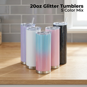 USA Stock Stainless Steel 20oz Glitter Vacuum Insulated Double Wall Tumbler with Lid and Straw - Product Image 2