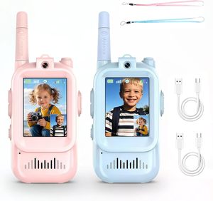 Walkie Talkies Portátiles para Niños, Paquete de 2, Recargables, 650 mAh, Plástico, Impermeables, Intercomunicador con Video, Alcance de <1.5 km, Juguete Familiar para Interiores/Exteriores - Product Image 1