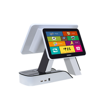 Sistema POS táctil comercial todo en uno con pantalla de visualización de cliente de impresora interna de escaneo de código QR móvil