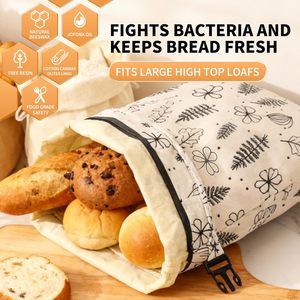 2 Buah Kantong Roti Lilin Lebah yang Dapat Digunakan Kembali untuk Roti Buatan Sendiri Sourdough untuk Menjaga Kesegaran, Aman untuk Freezer, Ukuran Besar dengan Ritsleting dan Gesper Elastis - Product Image 6