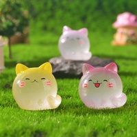 Figurines de chat en résine, chatons lumineux mignons, micro-paysages, petits ornements de bureau, accessoires de décoration de voiture DIY de style dessin animé