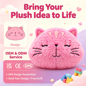Peluche tête de chat rose endormi, douce et moelleuse, jouet en peluche chaton, cadeau décoratif animal réconfortant - Product Image 1