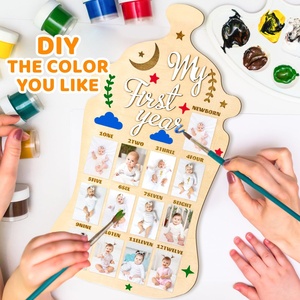 กรอบรูปหมีสำหรับบันทึกความทรงจำปีแรกของทารกแรกเกิด ปฏิทินแสดงภาพถ่ายรายเดือนสำหรับแสดงความก้าวหน้าทางพัฒนาการ - Product Image 3