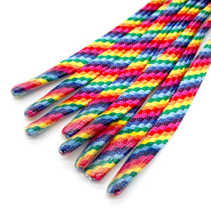 Cordón de arcoíris de poliéster plano de alta calidad, sudaderas con capucha sólidas, cuerda de punta de silicona transparente, cordón de cintura para pantalones - Product Image 2
