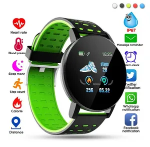 119 Plus Smart Bracelet Blood Pressure Waterproof Round Smartwatch Men Women Sport Heart Rate Tracker Monitor Smart Watch