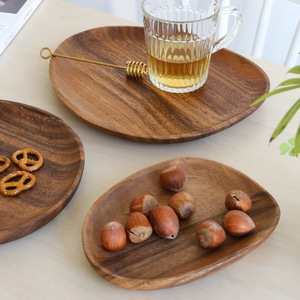 Acacia Wood <b>Tray</b> Irregular Shape Handmade Serving Plate For <b>Snacks</b> Tea Coffee Breakfast Dish - Product Image 2