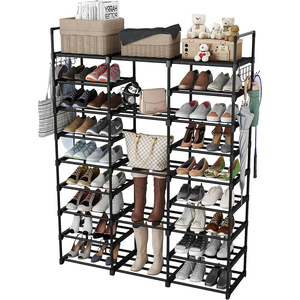 3 Row 9 Tier Tall Shoe Rack Organizer for Closet Entryway Adjustable Shoe <strong>Boot</strong> Storage Rack Shoe <strong>Stand</strong> for Bedroom Corner - Product Image 1