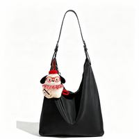 Porte-clés en peluche chiot blanc Kawaii, breloque de sac mignonne avec lunettes rouges, chapeau et volant pour décoration de sac à dos, cadeau
