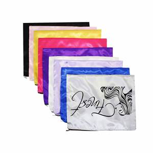 Small Portable Black Zippered Satin Pouches Storage Design Bonnets <b>Silk</b> Scarf Custom <b>Head</b> <b>Wraps</b> Women Hair Wig Bags Gift - Product Image 1