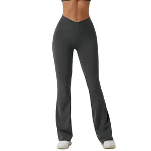 Brushed Tight Dance Wide-Leg Pants Hip Raise High Waist Casual Flared Pants Fitness Sports Yoga Pants