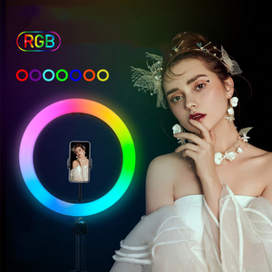 RGB светодиодная кольцевая лампа для селфи со штативом, яркая кольцевая лампа с регулировкой яркости с пультом дистанционного управления для TikTok Youtube Vlog - Product Image 6