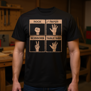 เสื้อยืดลายกราฟิก "ร็อค กระดาษ กรรไกร" สำหรับผู้ใหญ่ สีดำ ผ้าฝ้าย ลายกราฟิก ดีไซน์ตลกเกี่ยวกับความปลอดภัยในโรงงาน - Product Image 4