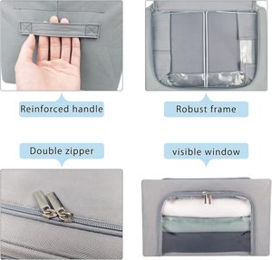 Foldable Rectangle Polyester Multifunctional <b>Storage</b> <b>Box</b> Transparent Window 35L Capacity American Style Clothes Toy Organizer - Product Image 3