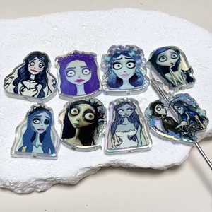 Cuentas acrílicas electrochapadas de doble cara con diseño de dibujos animados de <span class=keywords><strong>la</strong></span> <span class=keywords><strong>novia</strong></span> <span class=keywords><strong>cadáver</strong></span>, para cordones de teléfono DIY <span class=keywords><strong>y</strong></span> accesorios para colgantes de bolso - Product Image 1
