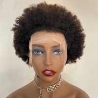 Courte Perruque Cheveux Humains Afro Crépus Bouclés 4C, Afro Crépus Bouclés avec Texture 4C, Ligne de Cheveux Naturelle, Sans Colle, Économique