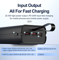 A337 Çok Satan Güçlü 22.5W PD QC3.0 Kablosuz Şarjlı Ultra İnce Çıkarılabilir Hızlı Şarjlı 30000mAh Powerbank Fabrikası